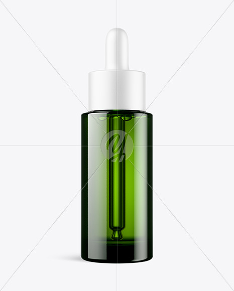 Green Glass Dropper Bottle Mockup