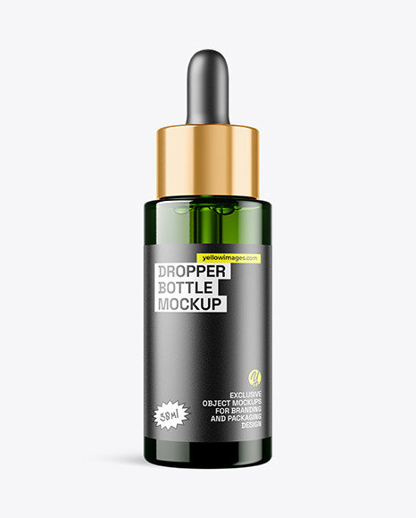 Green Glass Dropper Bottle Mockup - Oil dropper bottle mockup