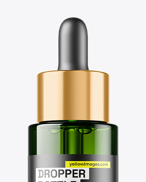 Green Glass Dropper Bottle Mockup