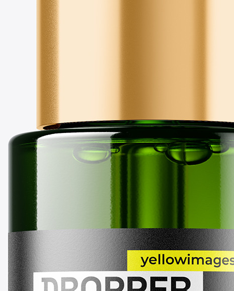 Green Glass Dropper Bottle Mockup