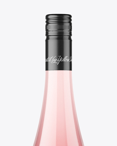 Clear Glass Pink Wine Bottle Mockup