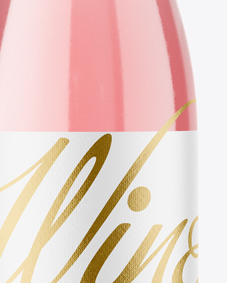 Clear Glass Pink Wine Bottle Mockup