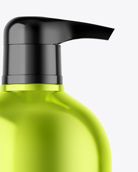 Metallic Cosmetic Bottle With Pump Mockup