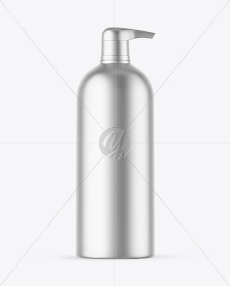 Matte Metallic Cosmetic Bottle With Pump Mockup