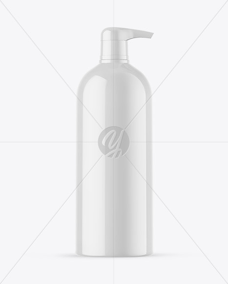 Glossy Cosmetic Bottle With Pump Mockup