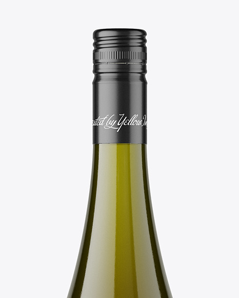 Green Glass White Wine Bottle Mockup