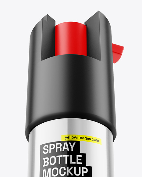 Glossy Metallic Self Defense Pepper Spray Bottle Mockup