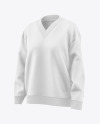 Women’s V-Neck Oversized Sweatshirt Mockup - Half Side View