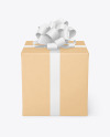 Kraft Gift Box with Glossy Bow Mockup
