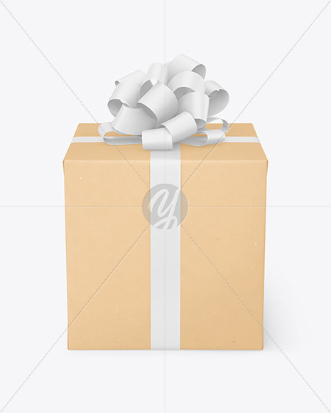 Kraft Gift Box with Matte Bow Mockup