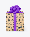 Kraft Gift Box with Matte Bow Mockup