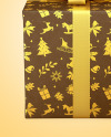 Kraft Gift Box with Matte Bow Mockup