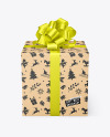 Kraft Gift Box with Matte Metallic Bow Mockup