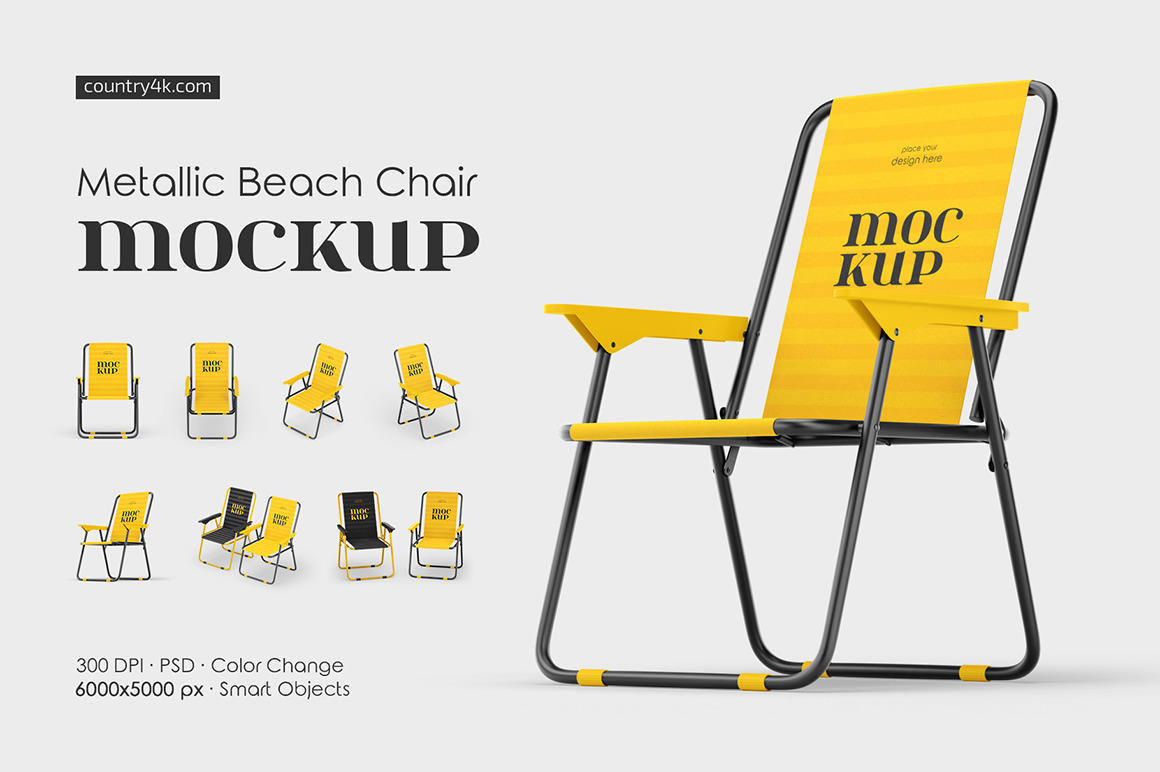 Metallic Beach Chair Mockup Set Metallic Beach Chair Mockup Set