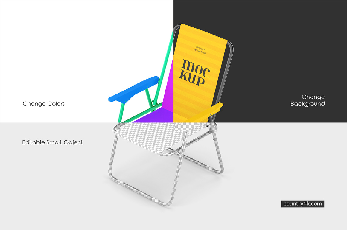 Metallic Beach Chair Mockup Set Metallic Beach Chair Mockup Set