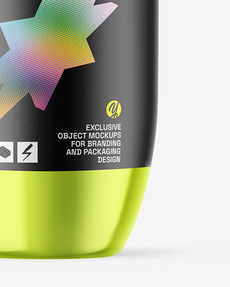 Metallic Cosmetic Bottle With Pump Mockup
