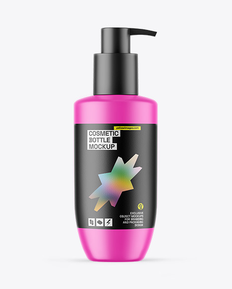 Matte Cosmetic Bottle With Pump Mockup