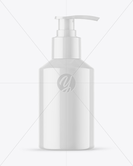 Glossy Cosmetic Bottle With Pump Mockup Glossy Cosmetic Bottle With Pump Mockup