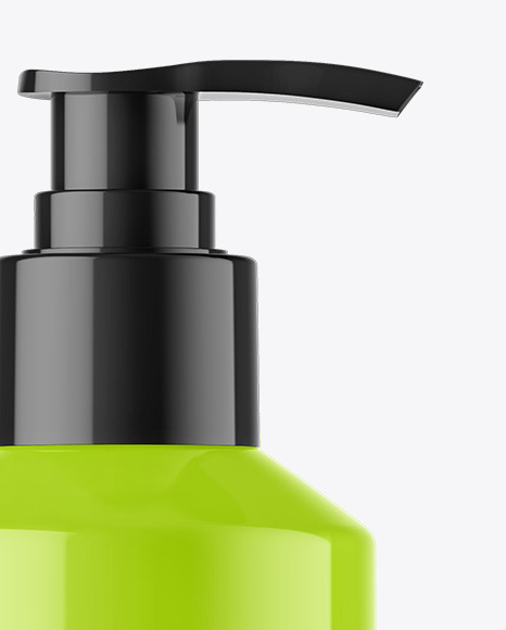 Glossy Cosmetic Bottle With Pump Mockup Glossy Cosmetic Bottle With Pump Mockup