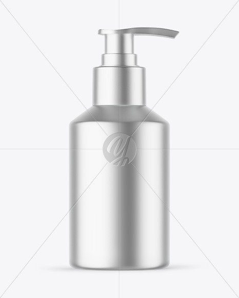 Matte Metallic Cosmetic Bottle With Pump Mockup Matte Metallic Cosmetic Bottle With Pump Mockup