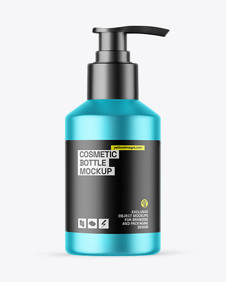 Matte Metallic Cosmetic Bottle With Pump Mockup Matte Metallic Cosmetic Bottle With Pump Mockup