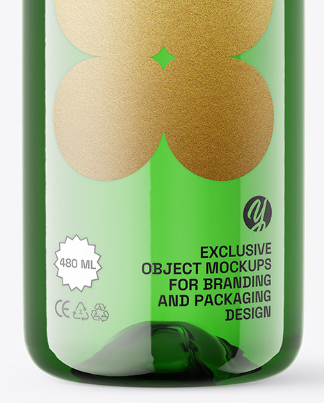 500ml Green Plastic Bottle w/ Liquid Mockup