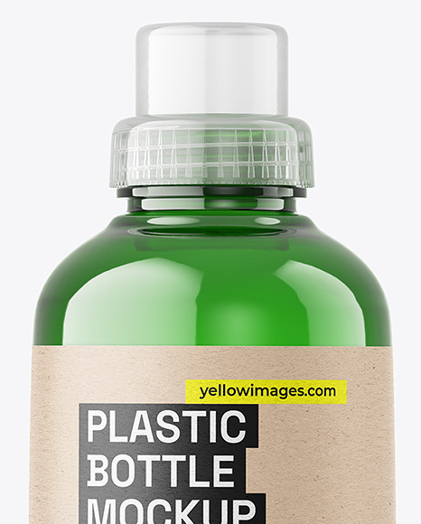 500ml Green Plastic Bottle w/ Liquid Mockup