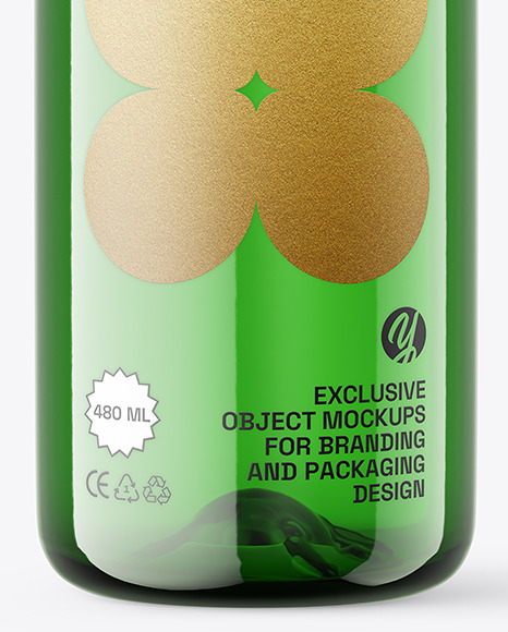 500ml Green Plastic Bottle w/ Liquid Mockup