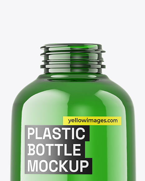 500ml Green Plastic Bottle w/ Liquid Mockup