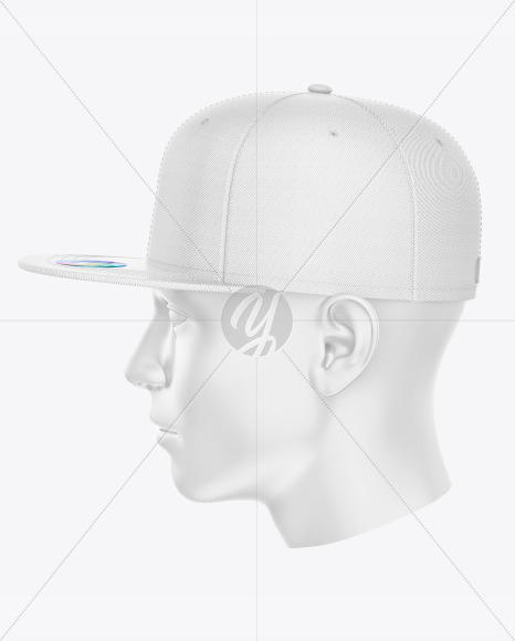 Snapback Cap w/ Sticker Mockup - Side View