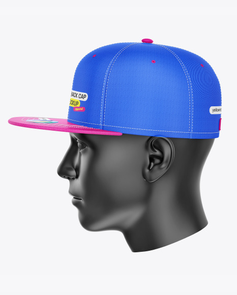 Snapback Cap w/ Sticker Mockup - Side View