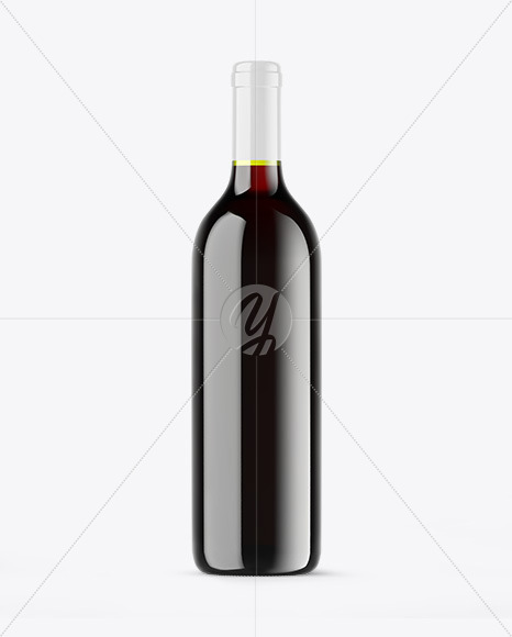 Green Glass Red Wine Bottle Mockup