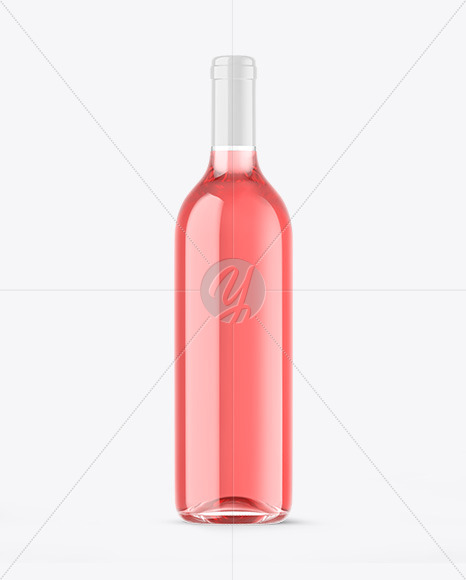 Clear Glass Pink Wine Bottle Mockup