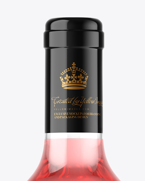 Clear Glass Pink Wine Bottle Mockup
