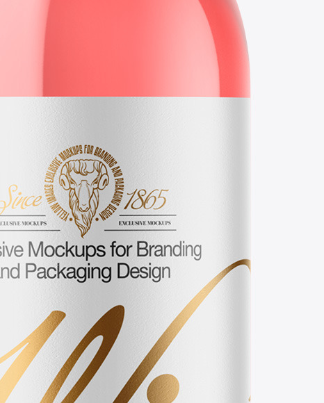 Clear Glass Pink Wine Bottle Mockup