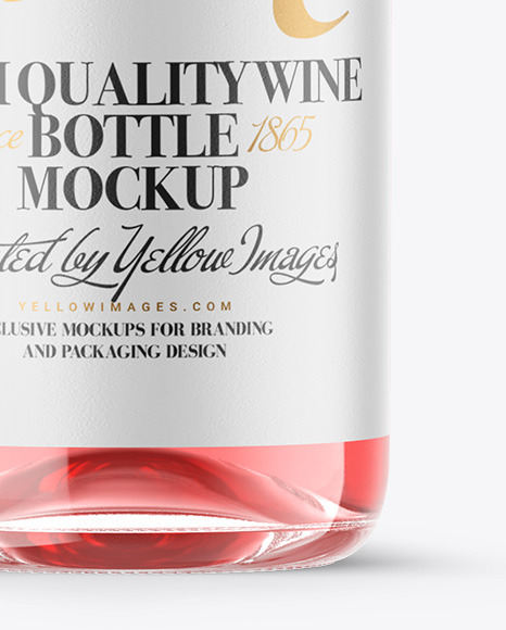 Clear Glass Pink Wine Bottle Mockup