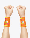 Two Fabric Wristbands on Hands Mockup