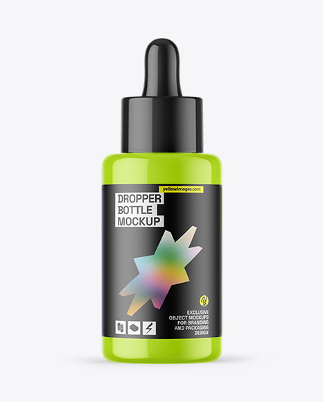 Glossy Dropper Bottle Mockup - Oil Tincture PSD Mockup