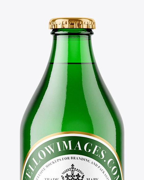 Green Glass Beer Bottle Mockup