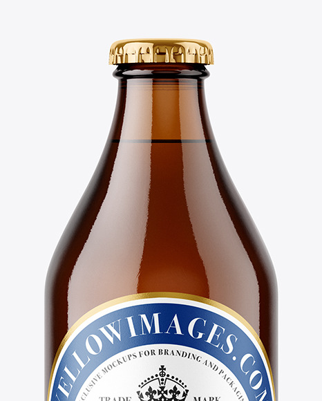 Amber Glass Beer Bottle Mockup