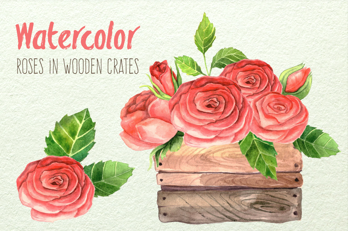 Watercolor Roses in Boxes Watercolor Roses in Boxes