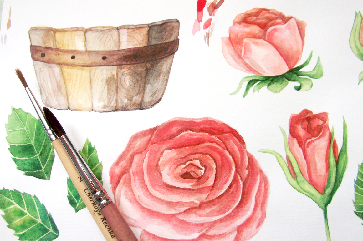 Watercolor Roses in Boxes Watercolor Roses in Boxes