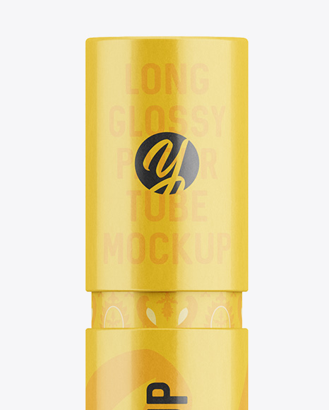 Long Glossy Paper Tube Mockup Front View