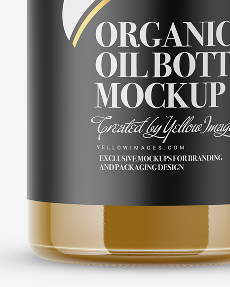 Glass Bottle With Yellow Organic Oil Mockup