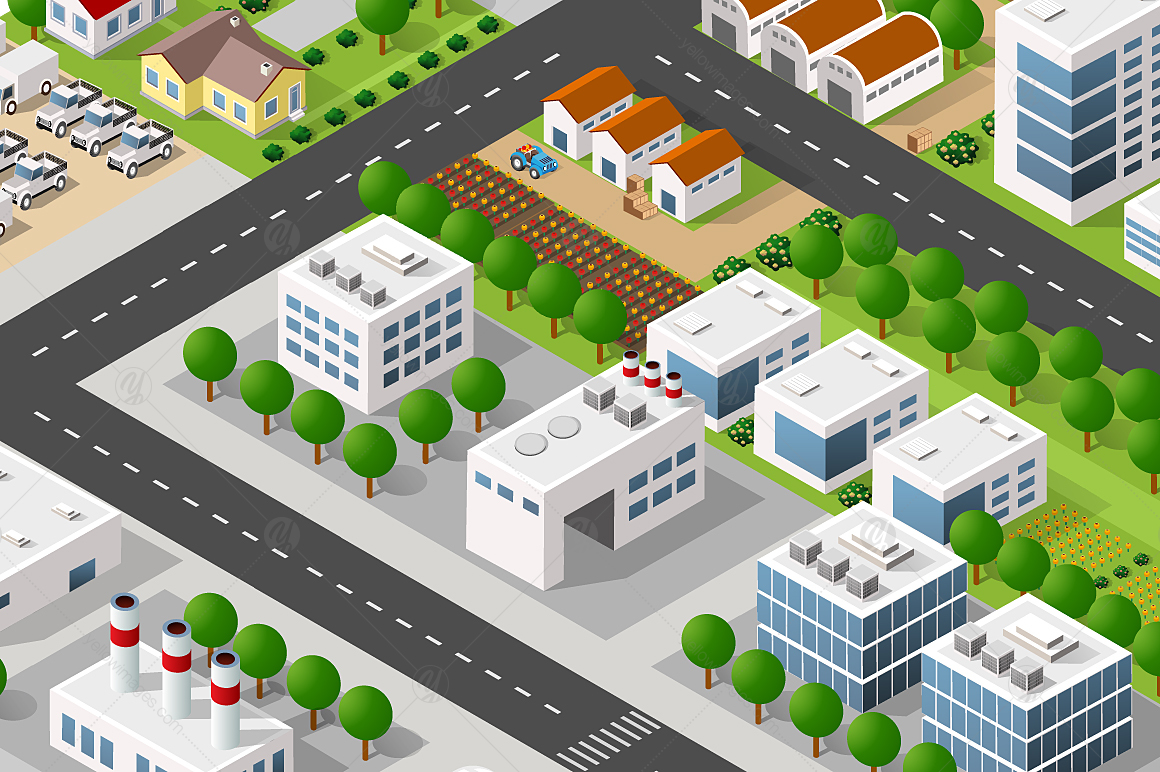 Isometric bundle modern 3D city