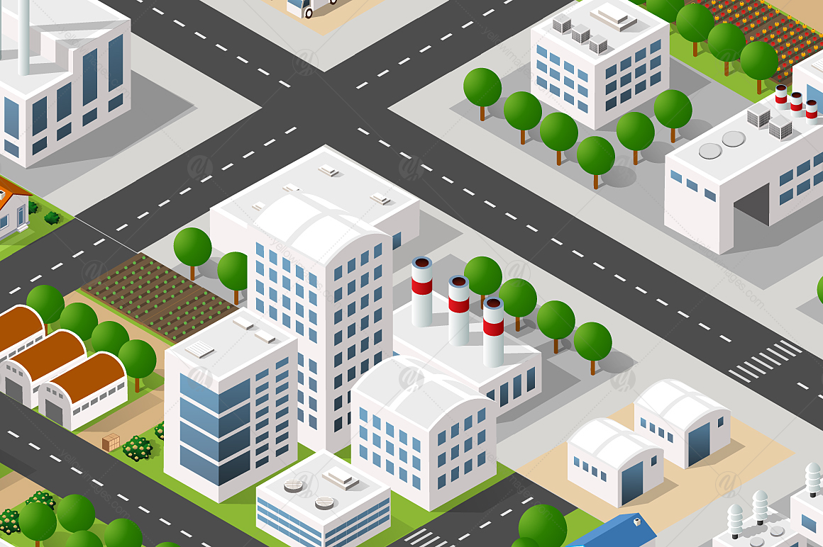 Isometric bundle modern 3D city