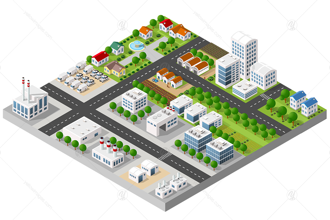 Isometric bundle modern 3D city