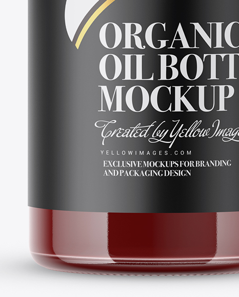 Glass Bottle With Red Organic Oil Mockup