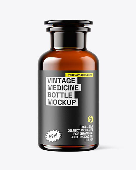 Amber Glass Vintage Medicine Bottle Mockup