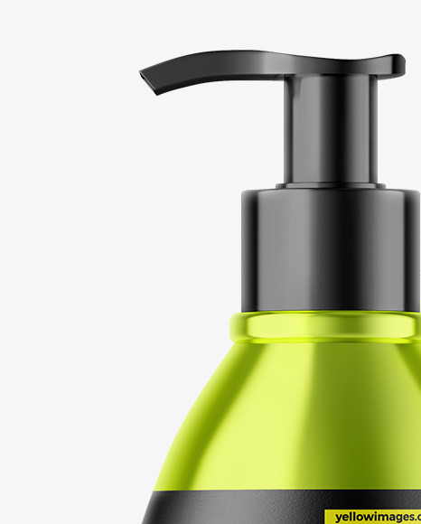 Metallic Cosmetic Bottle With Pump Mockup